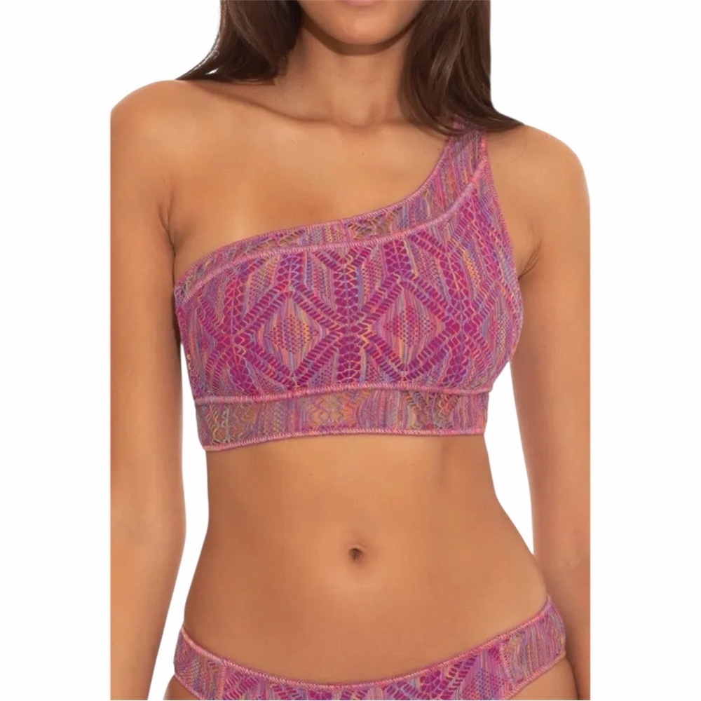 Becca Medium Adeline Mosaic One-Shoulder Crochet Lace Bikini Top